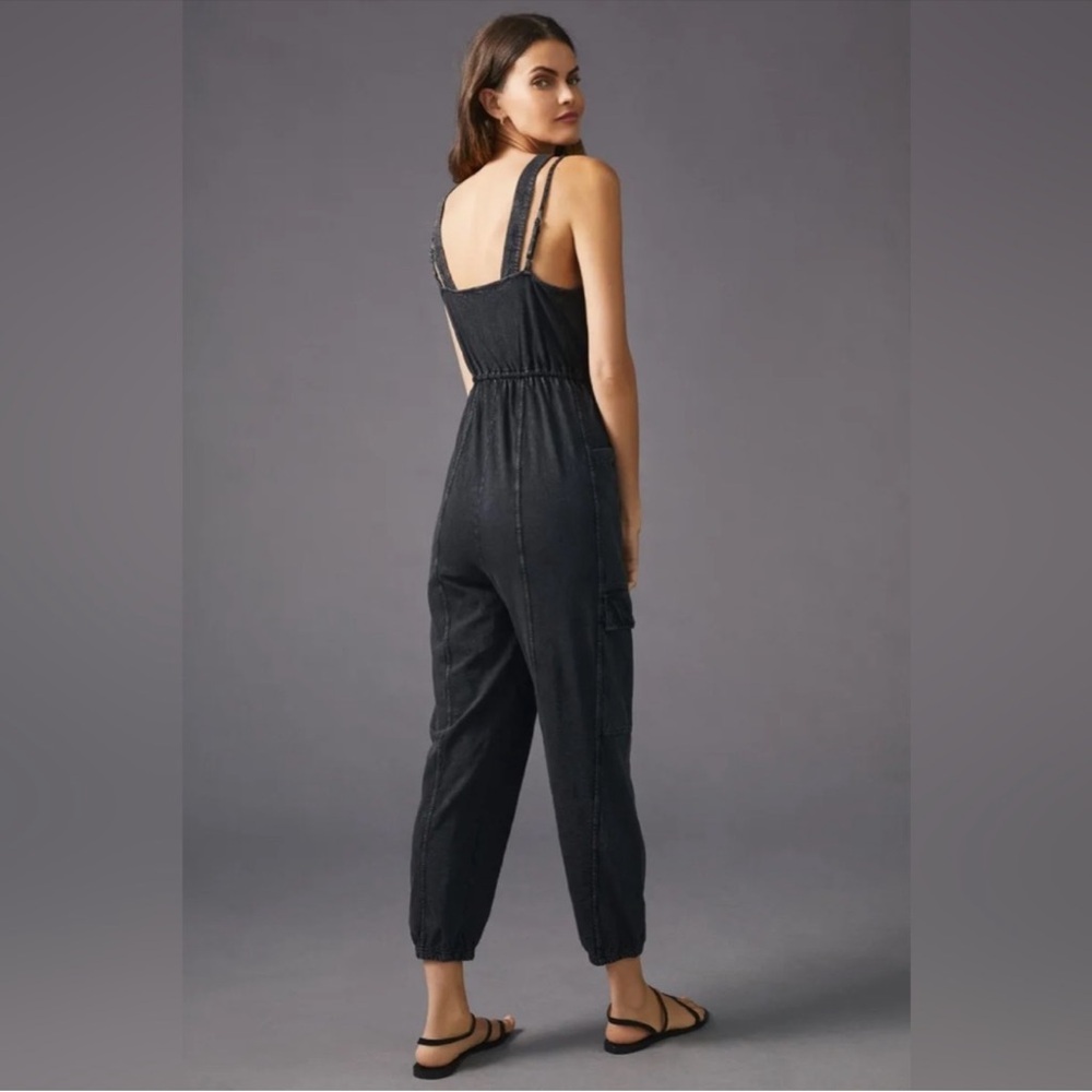 Anthropologie Black Sleeveless Utility Jumpsuit - Picture 3 of 12